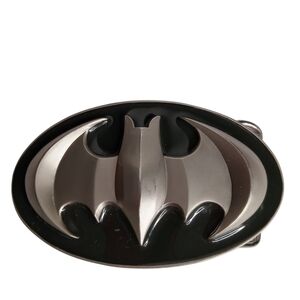 SUPERHERO BAT LOGO 3D SILVERTONE‎ METAL ENAMEL BELT BUCKLE